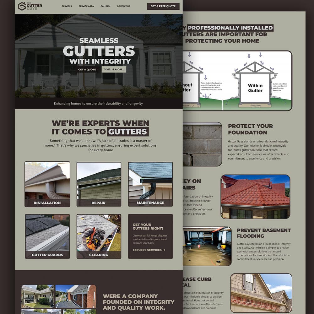 gutter guys website mockup